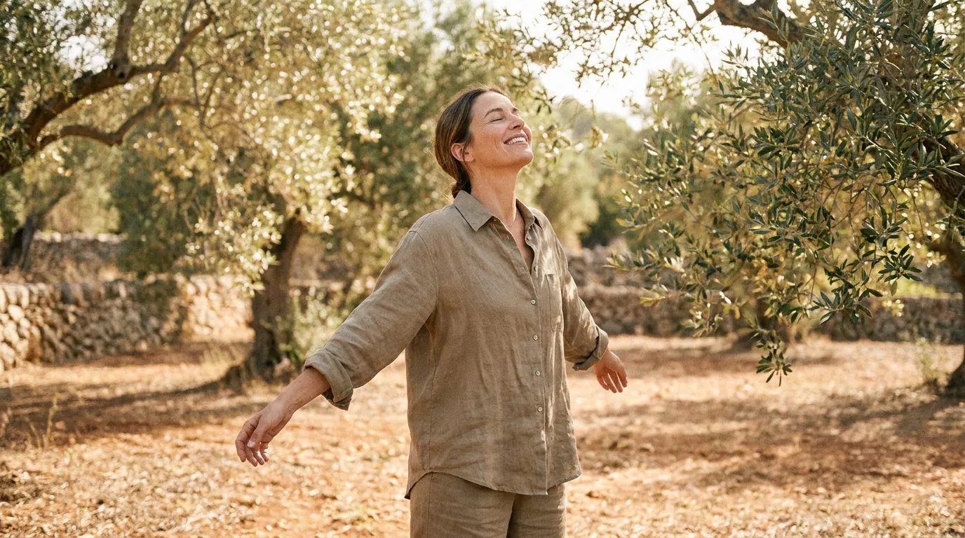 Morgenlicht in mediterraner Natur als Sinnbild für Vitalität und Zellenergie